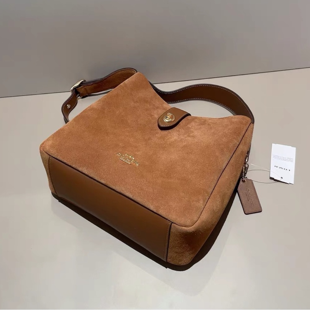 COACH Hadley Convertible Crossbody Bag Suede Brown - Picture 5 of 7